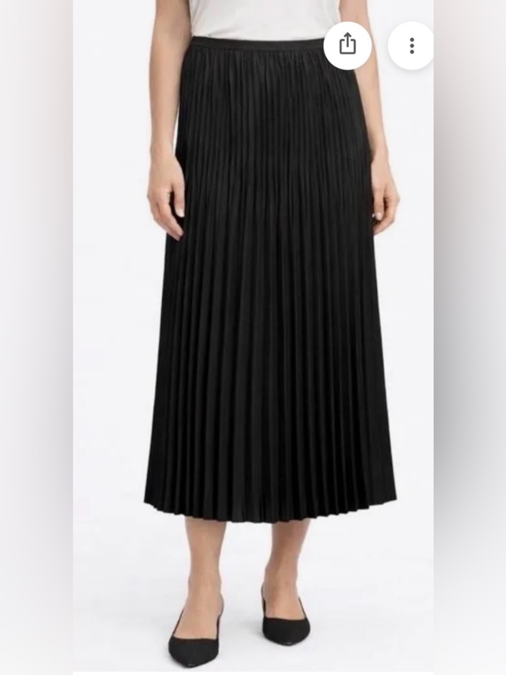 Eileen Fisher black wool and silk long pleated skirt NWT